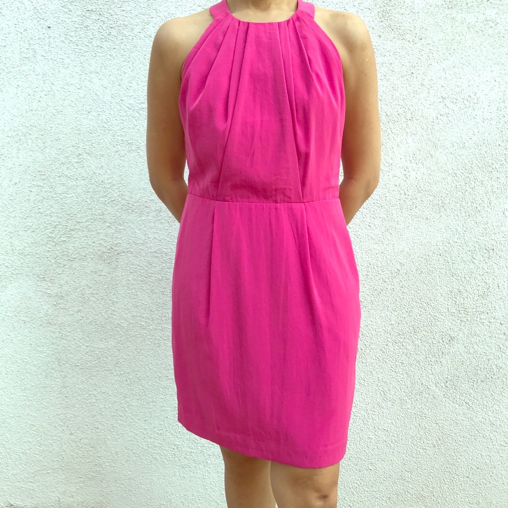 BCBG pink dress size 8 open back. New with tag.